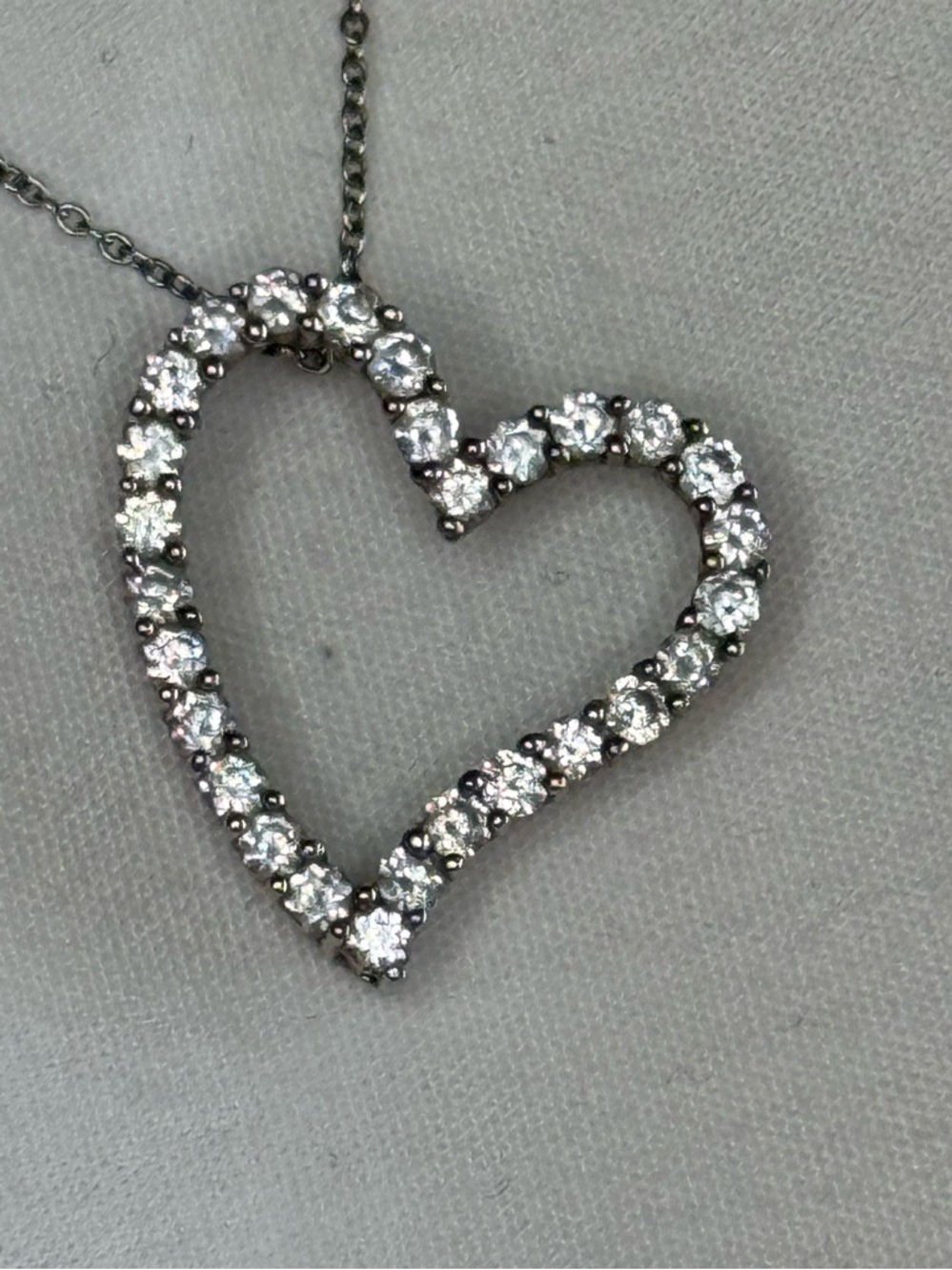 Sterling & Faux Gem Open Heart on Sterling Chain